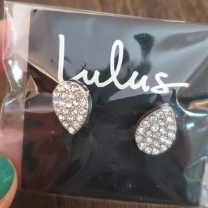 Lulus Blissful Moment Silver Rhinestone Teardrop